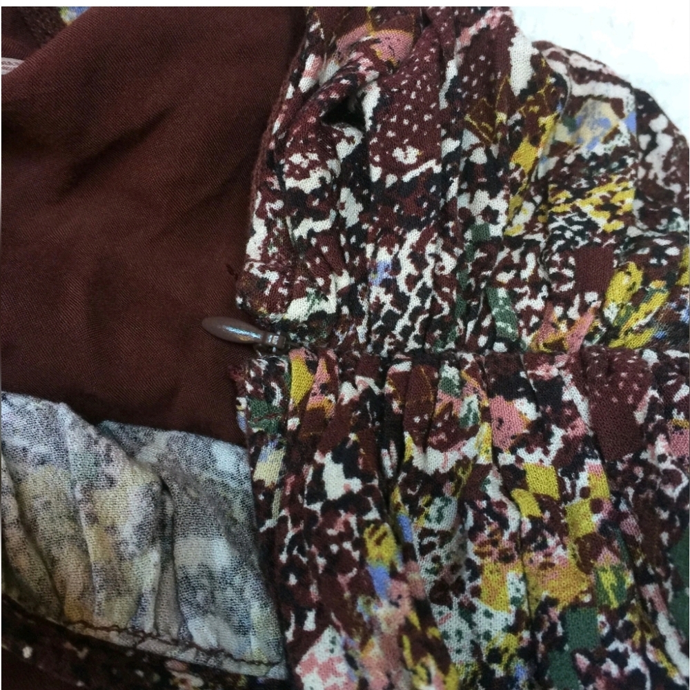 Free People Day And Night Combo Mini Skirt Women’s Brown & Gold Print Size 0 - Picture 7 of 12